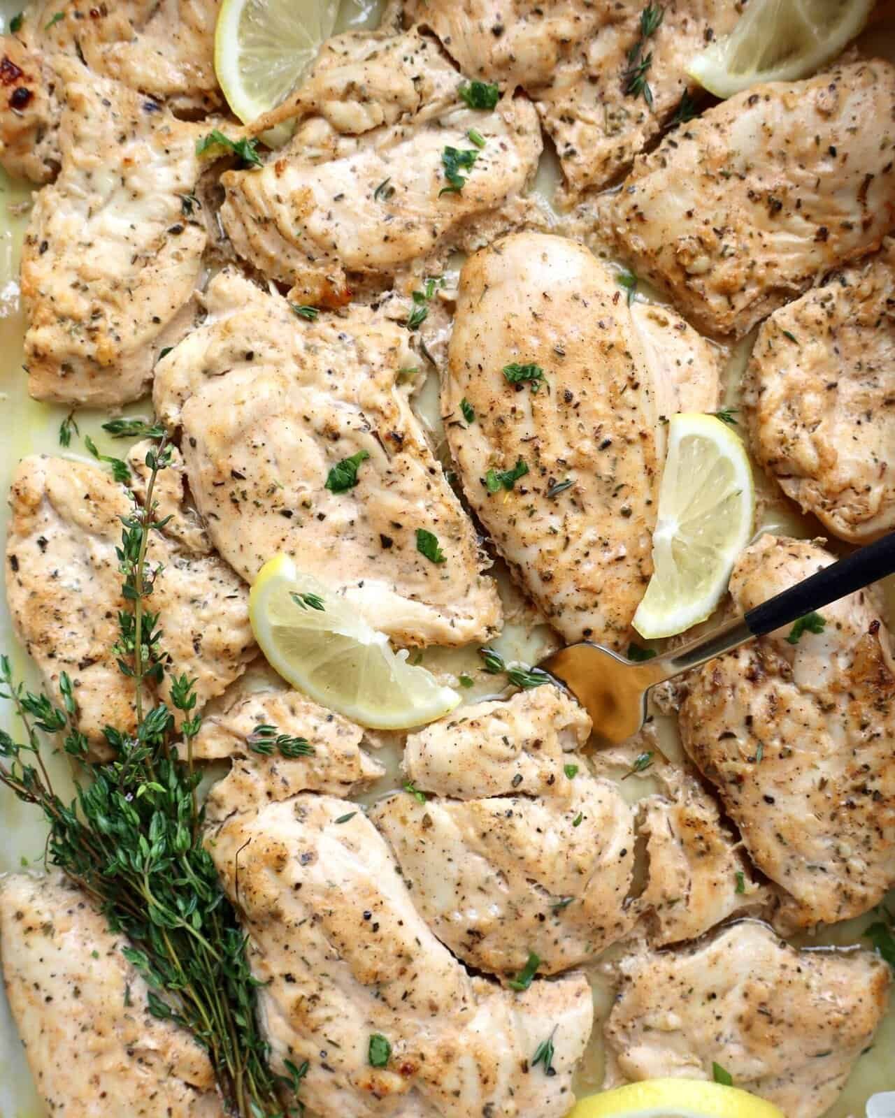 Juicy lemon herb chicken thighs with fresh thyme and black pepper. Perfect for a flavorful, easy dinner.