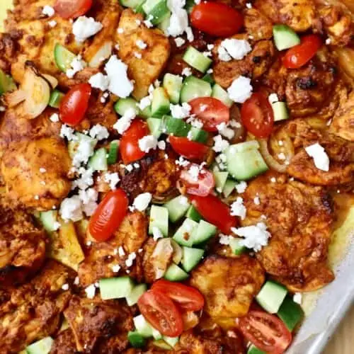 Juicy chicken shawarma made with a flavorful shawarma marinade, cooked until golden brown and served fresh for an easy Middle Eastern-inspired dinner.